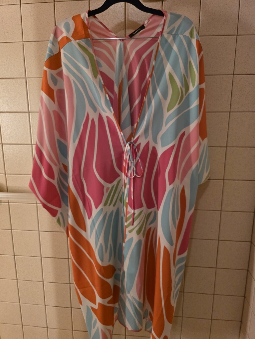 Natori Vibrant Abstract Multicolor Print Kaftan